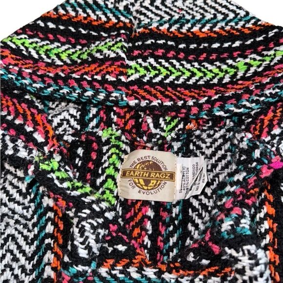 Earth Ragz Baja Mexican Blanket Pullover Poncho Hooded Sweater - Size Small - Picture 6 of 8